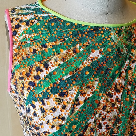 Elie Tahari neon printed cotton eyelet dress - Picture 2 of 8